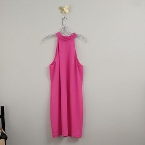*NWT* Trina Turk Luxe Bright Pink Sleeveless High Neck Statement Midi Dress